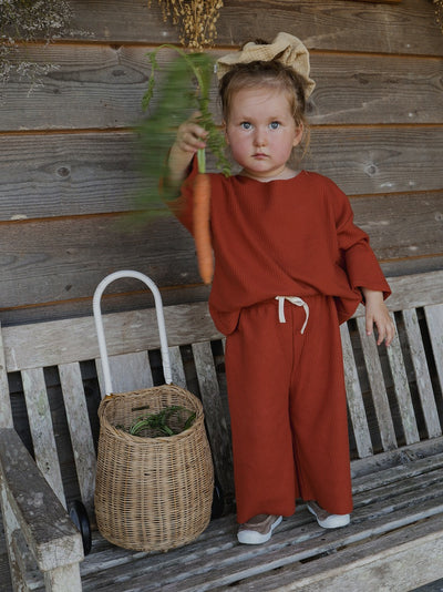 【organic zoo】Paprika Waffle Boxy Sweatshirt スウェット 1-2Y,2-3Y,3-4Y（Sub Image-6） | Coucoubebe/ククベベ