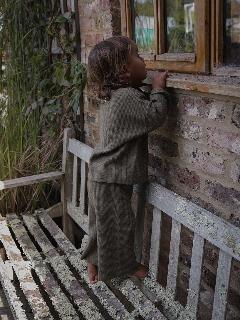 【organic zoo】Olive Waffle Boxy Sweatshirt スウェット 1-2Y,2-3Y,3-4Y  | Coucoubebe/ククベベ