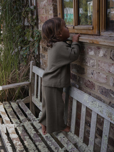 【organic zoo】Olive Waffle Boxy Sweatshirt スウェット 1-2Y,2-3Y,3-4Y（Sub Image-12） | Coucoubebe/ククベベ