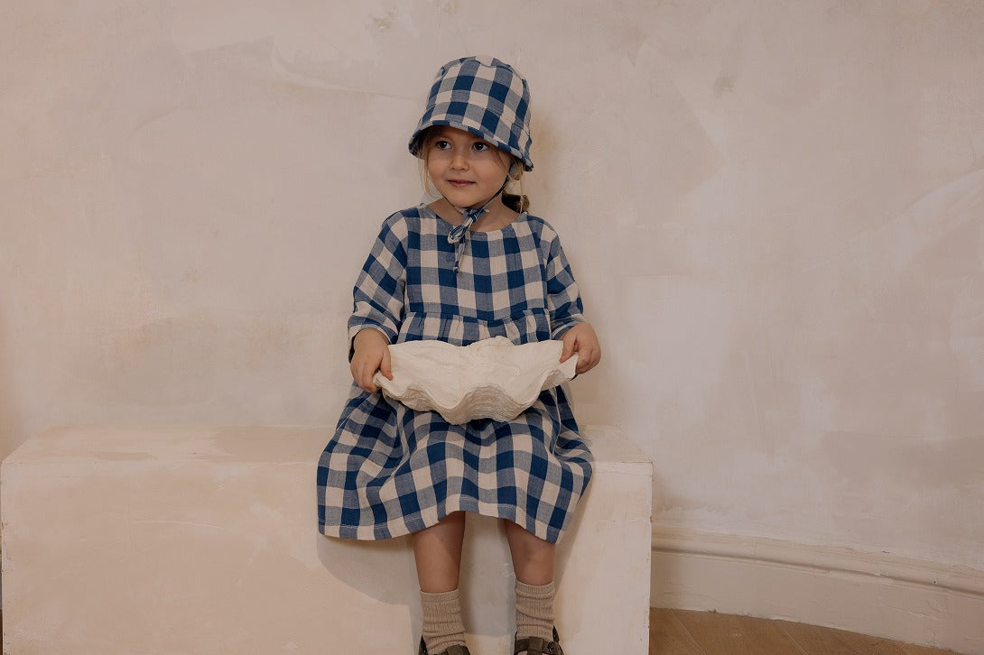 【organic zoo】Pottery Blue Gingham Bucket Sun Hat サンハット 0-12M,1-2Y,2-3Y,3-4Y  | Coucoubebe/ククベベ