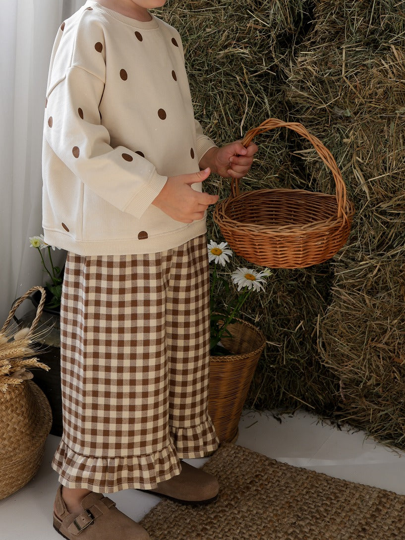 【organic zoo】Chestnut Gingham Frill Culottes パンツ 1-2Y,2-3Y,3-4Y  | Coucoubebe/ククベベ