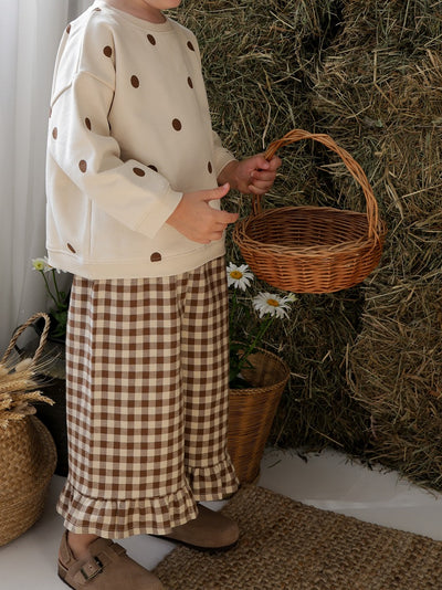 【organic zoo】Chestnut Gingham Frill Culottes パンツ 1-2Y,2-3Y,3-4Y（Sub Image-4） | Coucoubebe/ククベベ