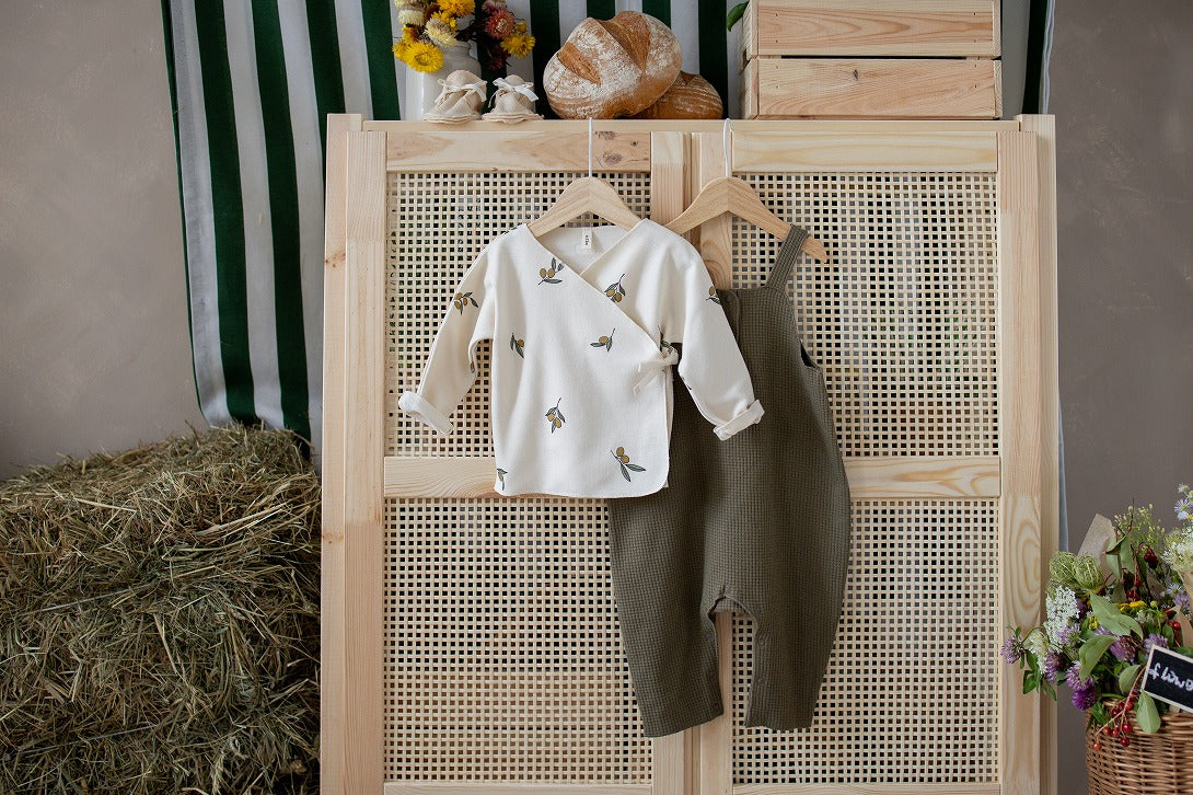 【organic zoo】Olive Waffle Salopette サロペット 3-6M,6-12M  | Coucoubebe/ククベベ