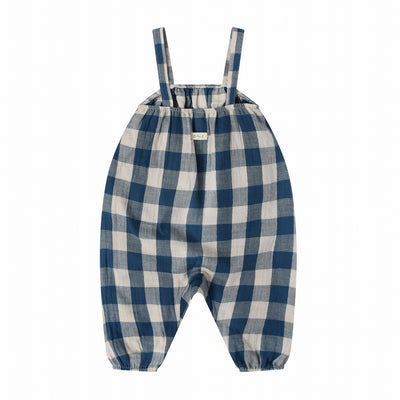 【organic zoo】Pottery Blue Gingham Artisan Jumpsuit ジャンプスーツ 0-6M,6-12M,1-2Y,2-3Y,3-4Y（Sub Image-2） | Coucoubebe/ククベベ