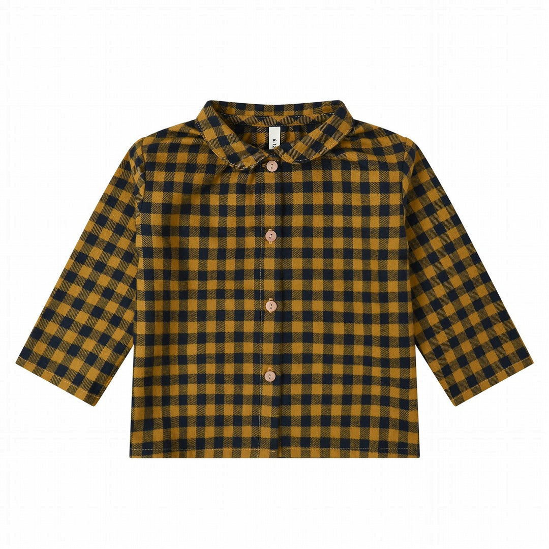 organic zoo】Blueberry Gingham Shirt シャツ 6-12M,1-2Y,3-4Y