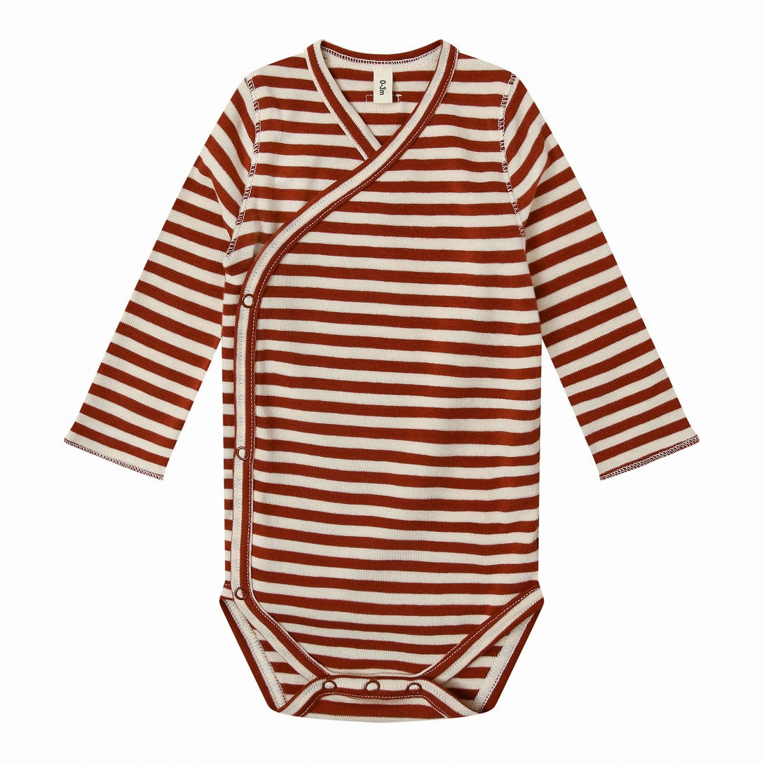 【organic zoo】Paprika Stripes Wrap Bodysuit ロンパース 0-3M,3-6M,6-12M  | Coucoubebe/ククベベ