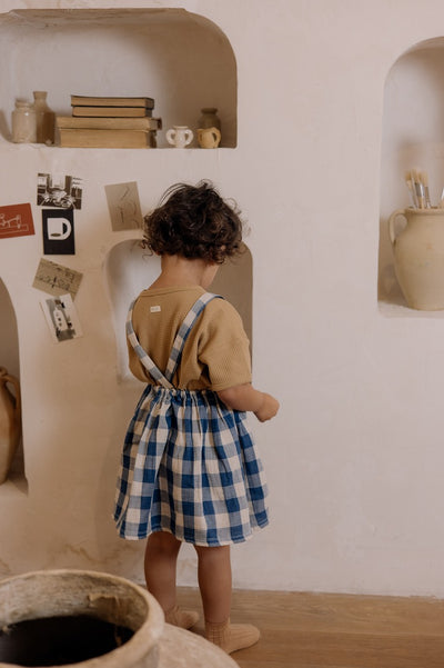 【organic zoo】Pottery Blue Gingham Maker Crossback Skirt スカート 1-2Y,2-3Y,3-4Y（Sub Image-6） | Coucoubebe/ククベベ