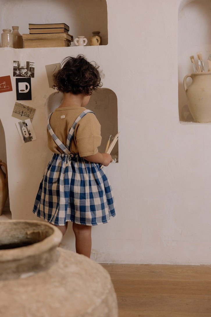 【organic zoo】Pottery Blue Gingham Maker Crossback Skirt スカート 1-2Y,2-3Y,3-4Y  | Coucoubebe/ククベベ