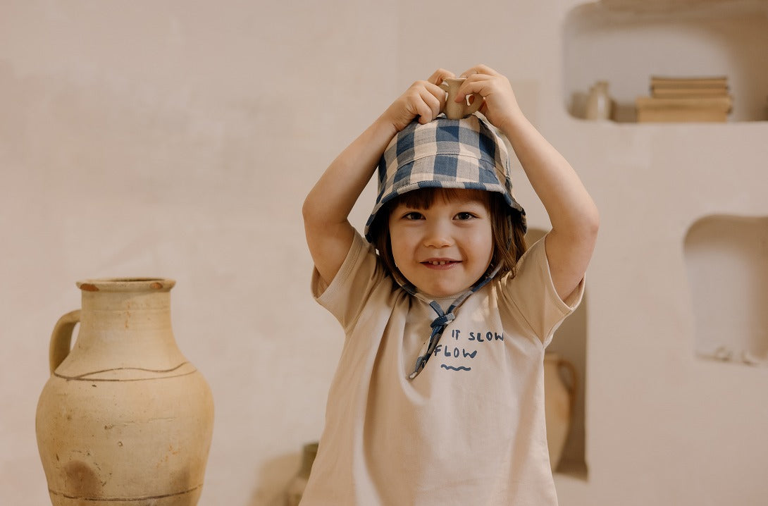 【organic zoo】Pottery Blue Gingham Bucket Sun Hat サンハット 0-12M,1-2Y,2-3Y,3-4Y  | Coucoubebe/ククベベ
