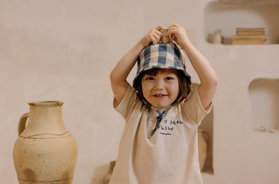 【organic zoo】Pottery Blue Gingham Bucket Sun Hat サンハット 0-12M,1-2Y,2-3Y,3-4Y（Sub Image-6） | Coucoubebe/ククベベ