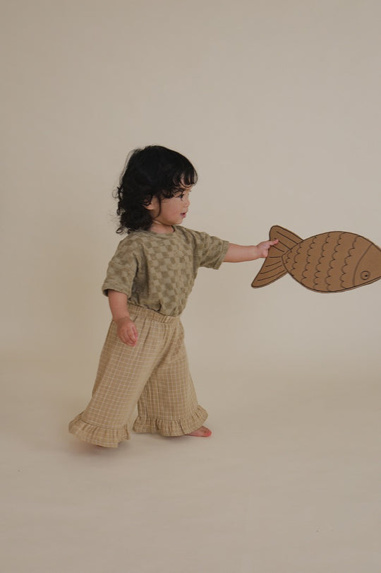 organic zoo フリルパンツ　1-2y organic zoo】Grid Check Frill Culottes Wheat パンツ 1-2Y,2