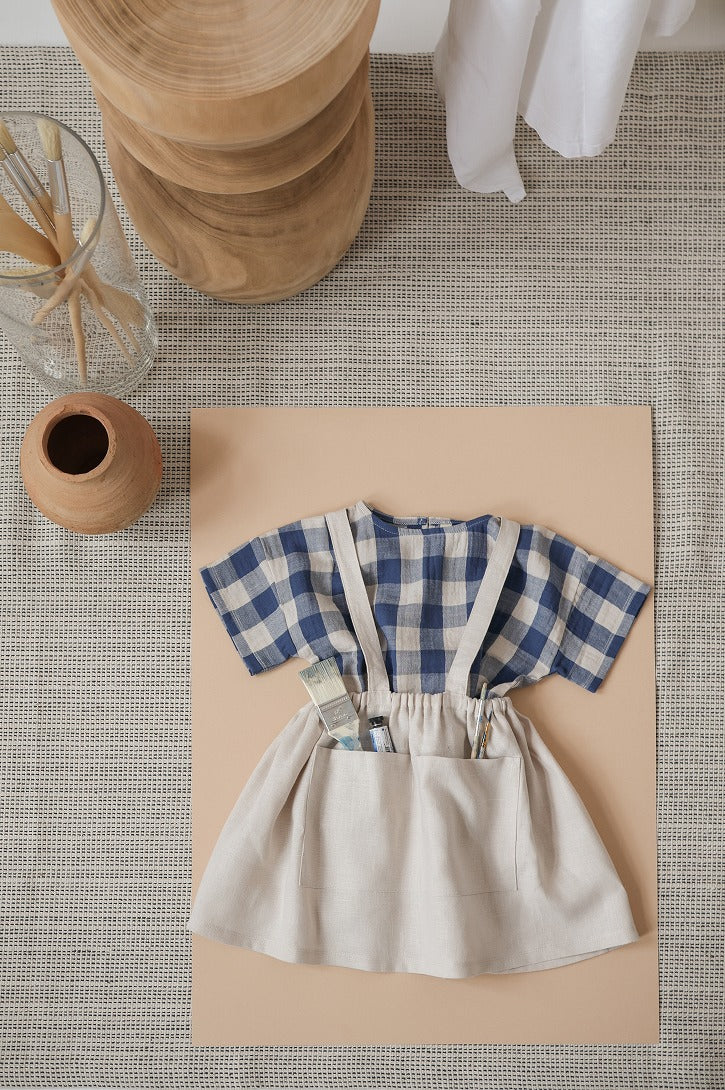 【organic zoo】Pottery Blue Gingham Boxy T-Shirt Tシャツ 6-12M,1-2Y,2-3Y,3-4Y  | Coucoubebe/ククベベ