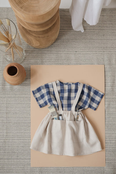 【organic zoo】Pottery Blue Gingham Boxy T-Shirt Tシャツ 6-12M,1-2Y,2-3Y,3-4Y（Sub Image-11） | Coucoubebe/ククベベ