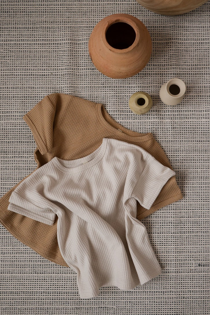 【organic zoo】【30%OFF】Ceramic White Waffle Boxy T-Shirt Tシャツ 6-12M,1-2Y,2-3Y,3-4Y  | Coucoubebe/ククベベ