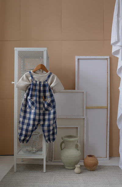 【organic zoo】Pottery Blue Gingham Artisan Jumpsuit ジャンプスーツ 0-6M,6-12M,1-2Y,2-3Y,3-4Y（Sub Image-12） | Coucoubebe/ククベベ