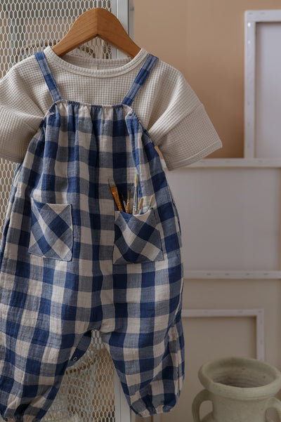 【organic zoo】Pottery Blue Gingham Artisan Jumpsuit ジャンプスーツ 0-6M,6-12M,1-2Y,2-3Y,3-4Y（Sub Image-14） | Coucoubebe/ククベベ