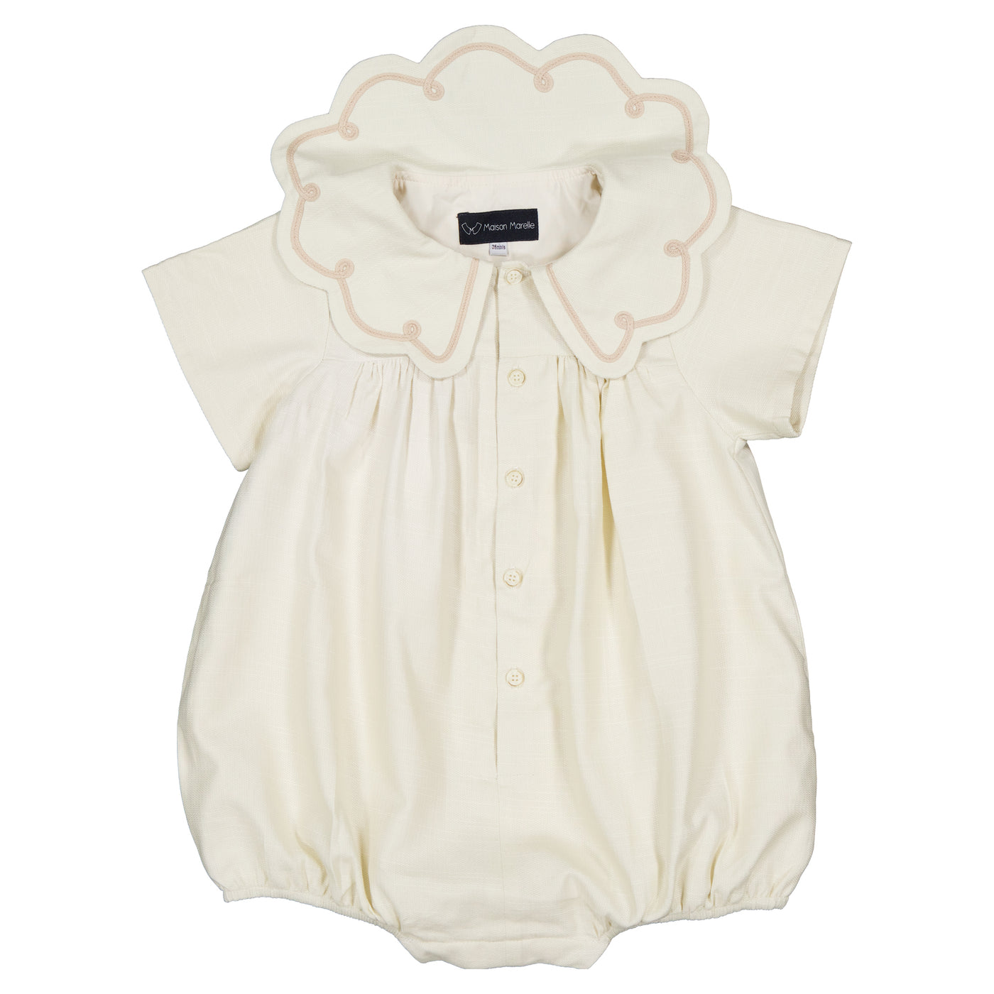 【Maison Marelle】Romper CARNOT linen short sleeves ロンパース 12m,18m,24m  | Coucoubebe/ククベベ