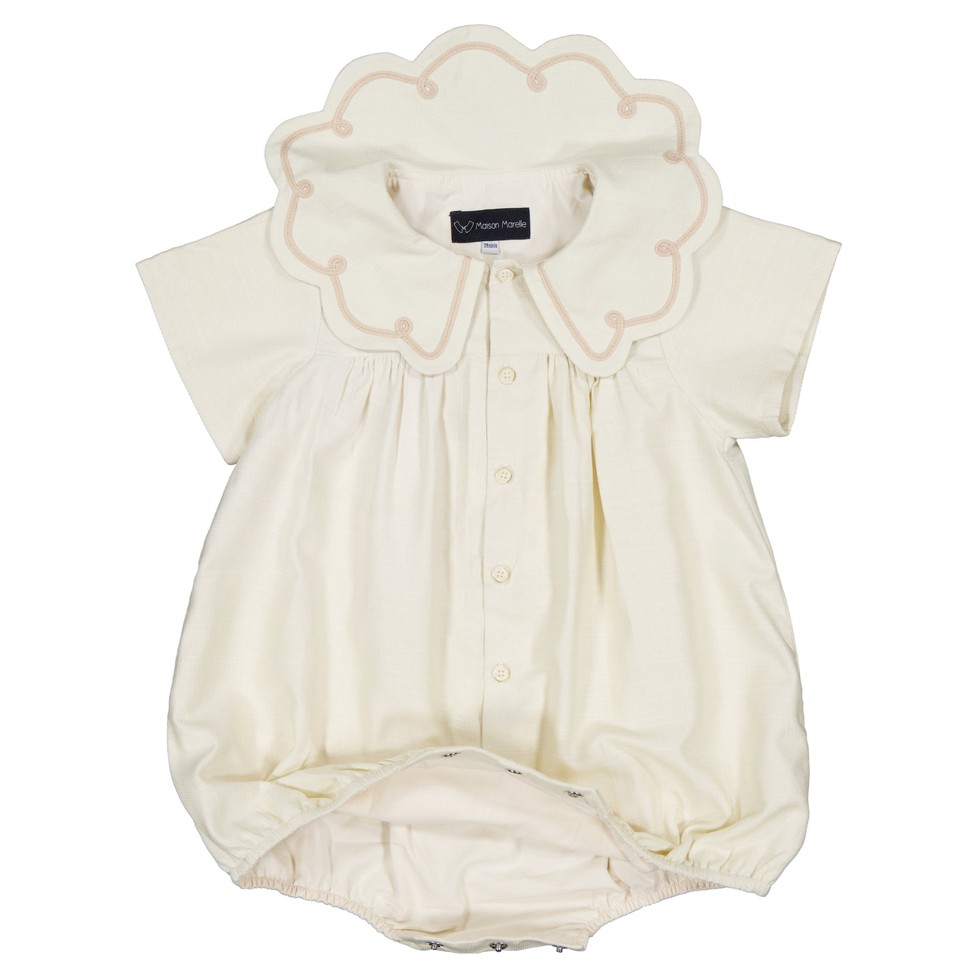 【Maison Marelle】Romper CARNOT linen short sleeves ロンパース 12m,18m,24m  | Coucoubebe/ククベベ