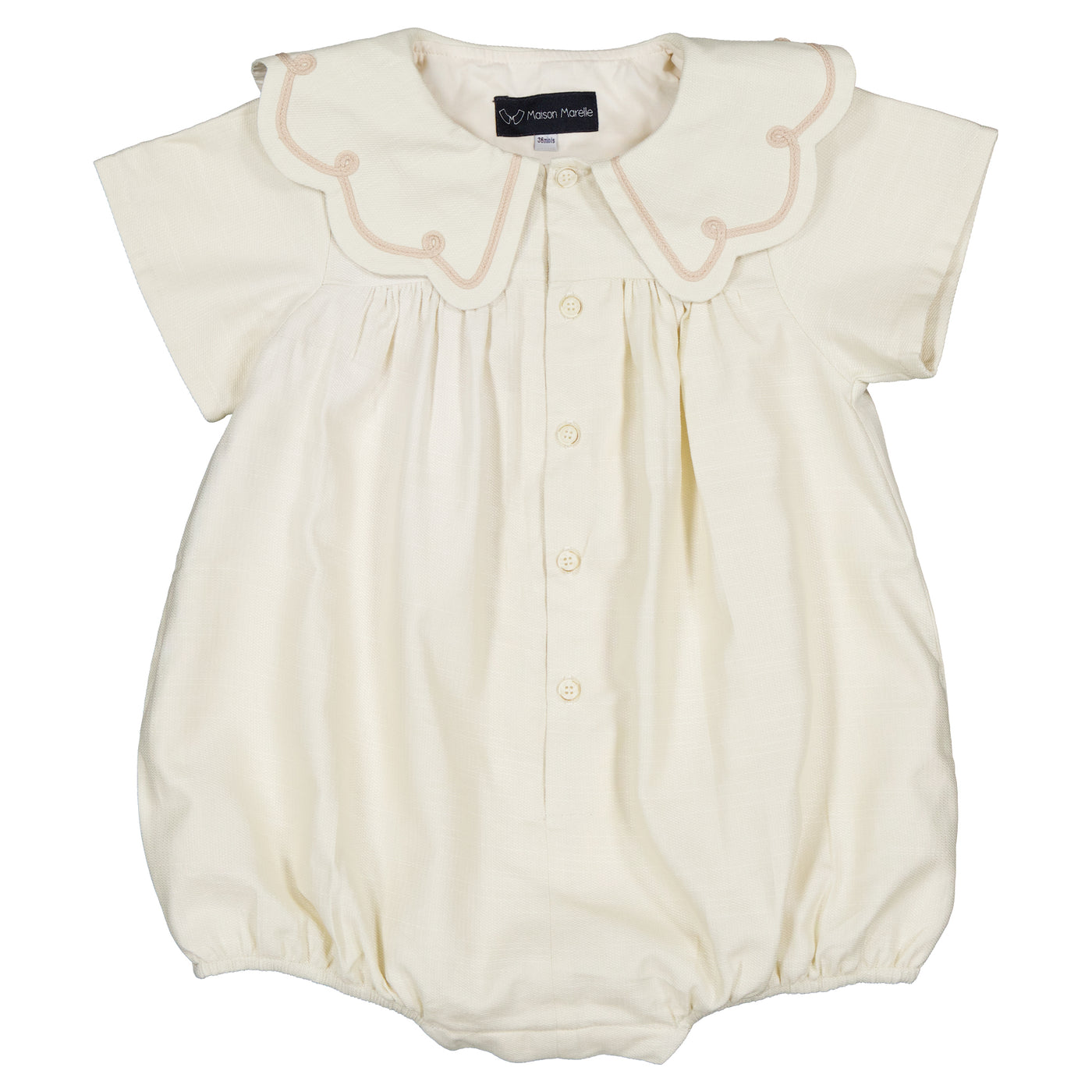 【Maison Marelle】Romper CARNOT linen short sleeves ロンパース 12m,18m,24m  | Coucoubebe/ククベベ