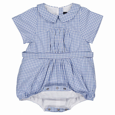 【Maison Marelle】【予約】Romper FOCH gingham blue ロンパース 1m,3m,6m,12m,18m,24m,36m（Sub Image-3） | Coucoubebe/ククベベ