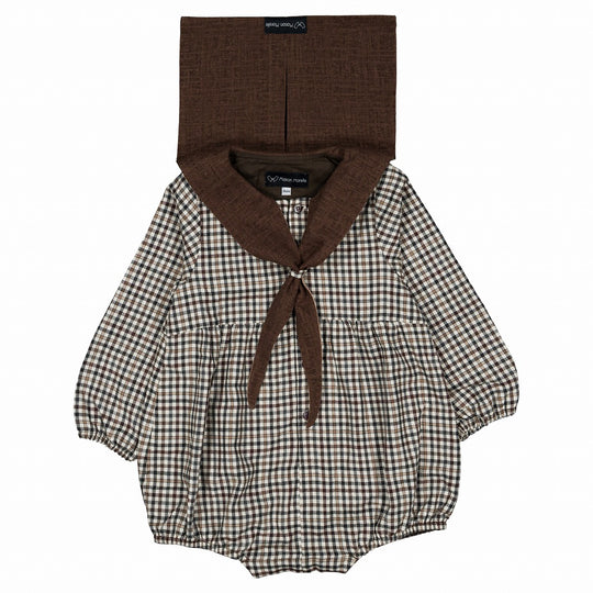 maisonmarelle RomperCAMBON brownロンパース24M Maison Marelle】Romper CAMBON brown collar ロンパース 12m,18m,24m