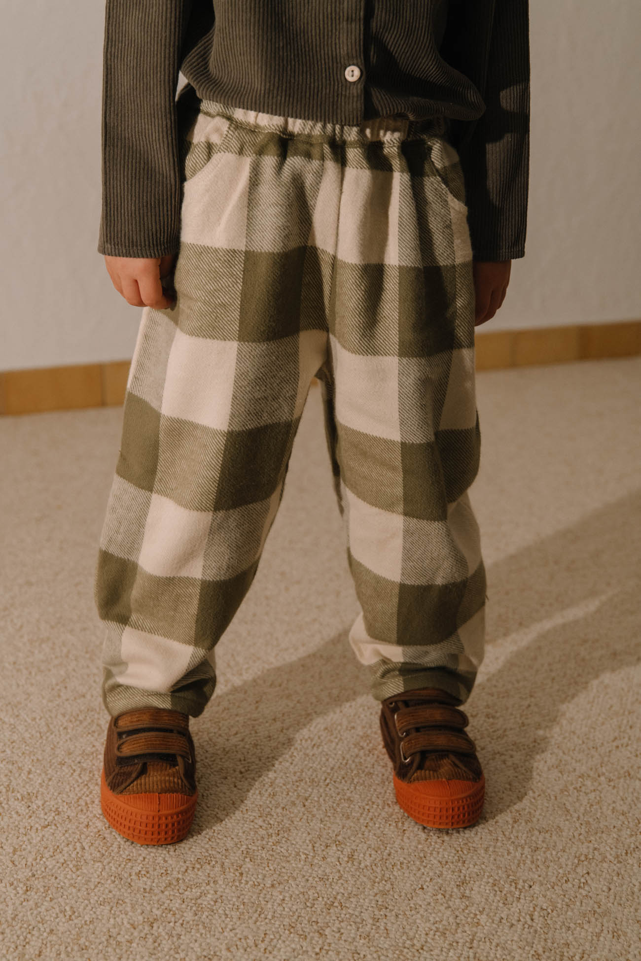 【STUDIO BOHEME】CARROT PANTS KAKI GINGHAM パンツ 12m,18m,24m,36m,4y  | Coucoubebe/ククベベ