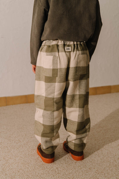 【STUDIO BOHEME】CARROT PANTS KAKI GINGHAM パンツ 12m,18m,24m,36m,4y（Sub Image-4） | Coucoubebe/ククベベ