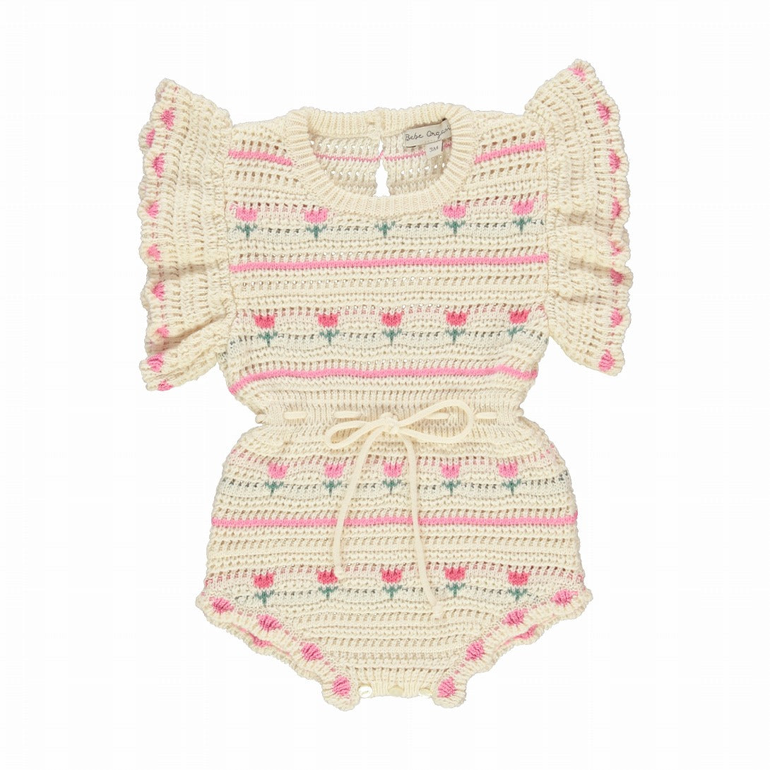 【Bebe Organic】Paloma Romper Tulip Crochet ロンパース 12m,18m,24m  | Coucoubebe/ククベベ