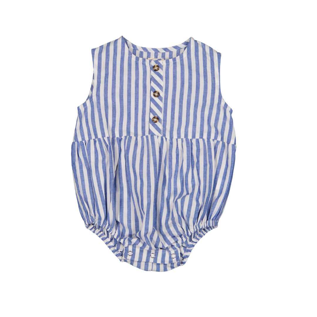 【LOIR Paris】Romper PIO Large blue stripes ロンパース 6m,12m,18m,24m  | Coucoubebe/ククベベ