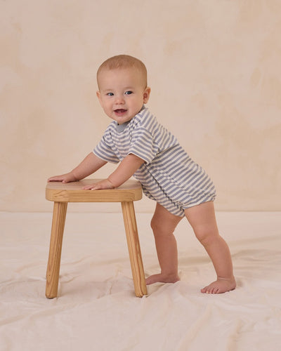 【QUINCY MAE】RELAXED BUBBLE ROMPER BLUE STRIPE ロンパース 6-12m,12-18m,18-24m（Sub Image-4） | Coucoubebe/ククベベ