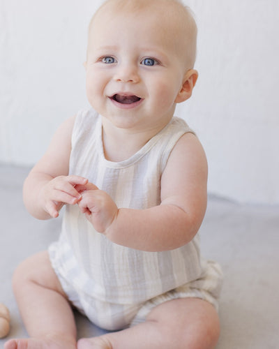 【QUINCY MAE】WOVEN TANK+SHORT SET SKY STRIPE セットアップ 12-18m,18-24m,2-3y（Sub Image-4） | Coucoubebe/ククベベ