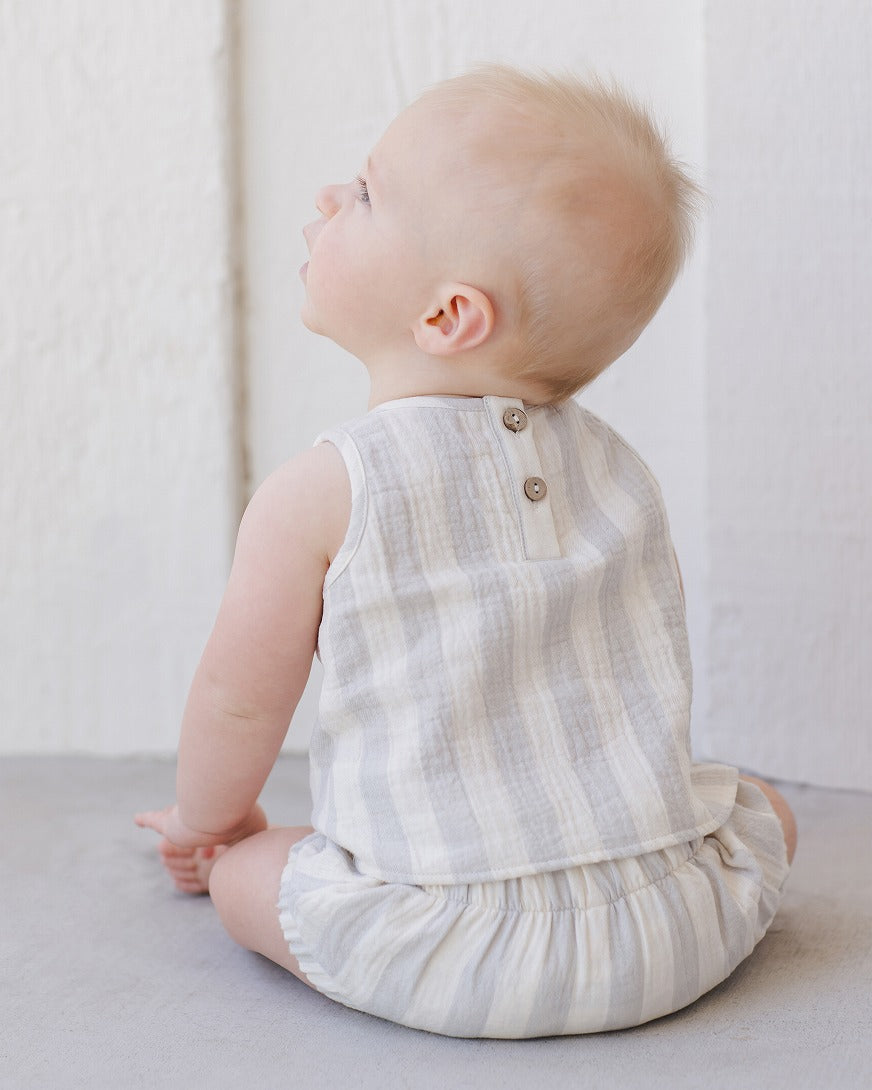 【QUINCY MAE】WOVEN TANK+SHORT SET SKY STRIPE セットアップ 12-18m,18-24m,2-3y  | Coucoubebe/ククベベ