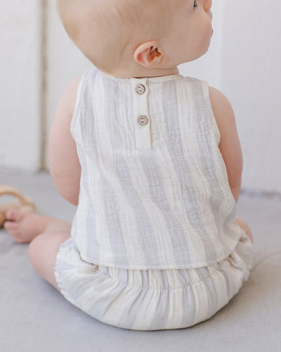 【QUINCY MAE】WOVEN TANK+SHORT SET SKY STRIPE セットアップ 12-18m,18-24m,2-3y（Sub Image-6） | Coucoubebe/ククベベ