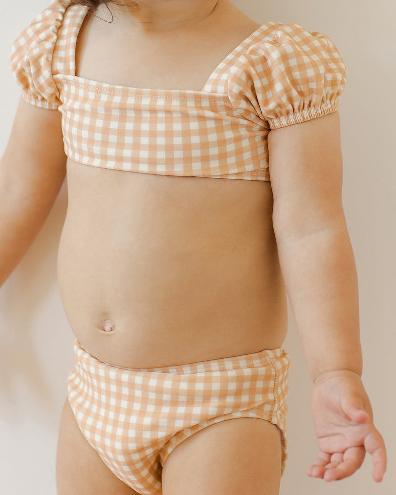 【QUINCY MAE】【40%OFF】ZIPPY TWO-PIECE MELON-GINGHAM 水着 12-18m,18-24m,2-3y,4-5y  | Coucoubebe/ククベベ