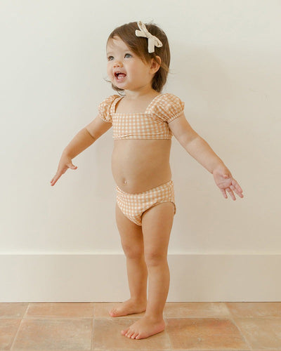 【QUINCY MAE】【40%OFF】ZIPPY TWO-PIECE MELON-GINGHAM 水着 12-18m,18-24m,2-3y,4-5y（Sub Image-5） | Coucoubebe/ククベベ