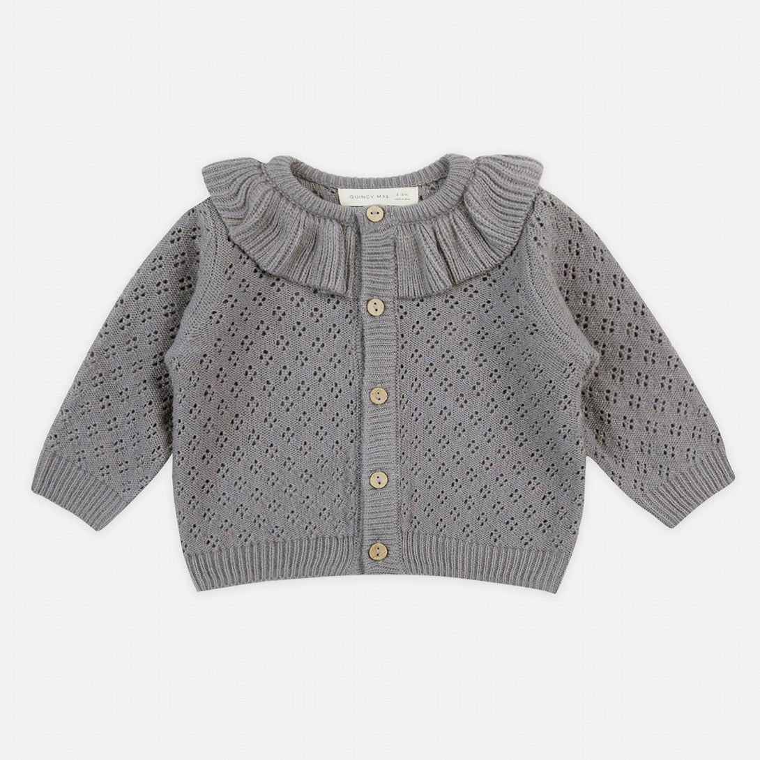 【QUINCY MAE】【40%OFF】RUFFLE COLLAR CARDIGAN LAGOON カーディガン 18-24m,2-3y,4-5y  | Coucoubebe/ククベベ