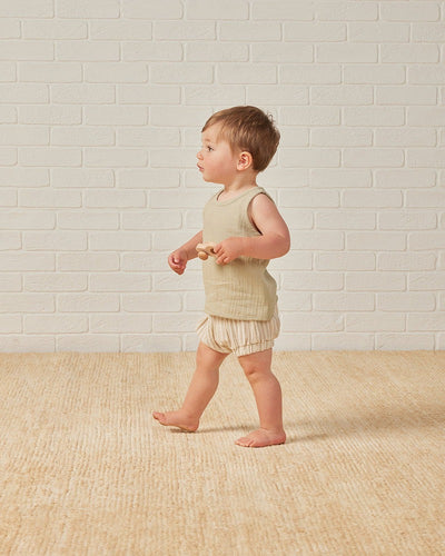 【QUINCY MAE】【30%OFF】WOVEN TANK+SHORT SET SAGE STRIPE セットアップ 12-18m,18-24m,2-3y（Sub Image-3） | Coucoubebe/ククベベ