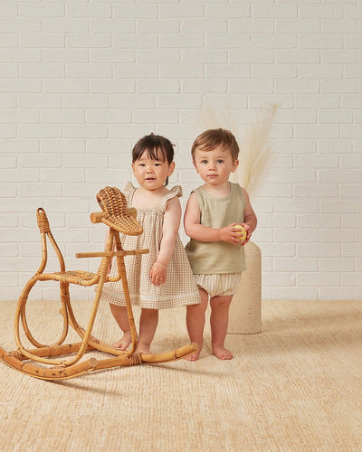 【QUINCY MAE】【30%OFF】WOVEN TANK+SHORT SET SAGE STRIPE セットアップ 12-18m,18-24m,2-3y（Sub Image-6） | Coucoubebe/ククベベ