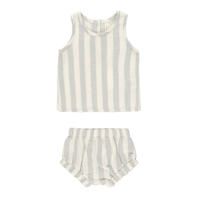 【QUINCY MAE】WOVEN TANK+SHORT SET SKY STRIPE セットアップ 12-18m,18-24m,2-3y（Sub Image-1） | Coucoubebe/ククベベ