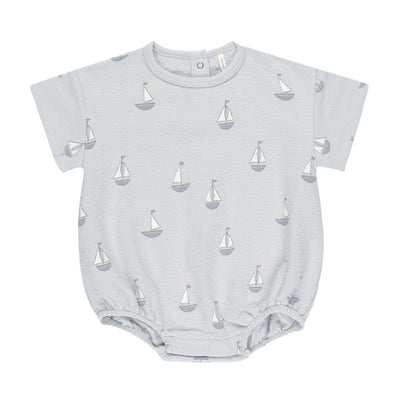 【QUINCY MAE】RELAXED SHORT SLEEVE BUBBLE ROMPER SAILBOATS ロンパース 6-12m,12-18m,18-24m（Sub Image-1） | Coucoubebe/ククベベ