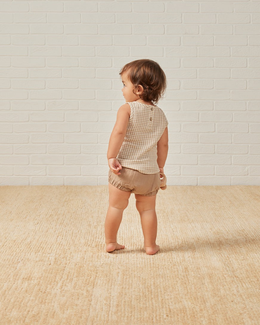 【QUINCY MAE】【30%OFF】WOVEN TANK+SHORT SET OAT GINGHAM セットアップ 12-18m,18-24m,2-3y  | Coucoubebe/ククベベ