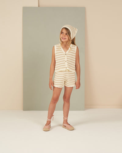 【Rylee&Cru】【30%OFF】KNIT SHORTS SAND STRIPE ショートパンツ 2-3y,4-5y（Sub Image-3） | Coucoubebe/ククベベ