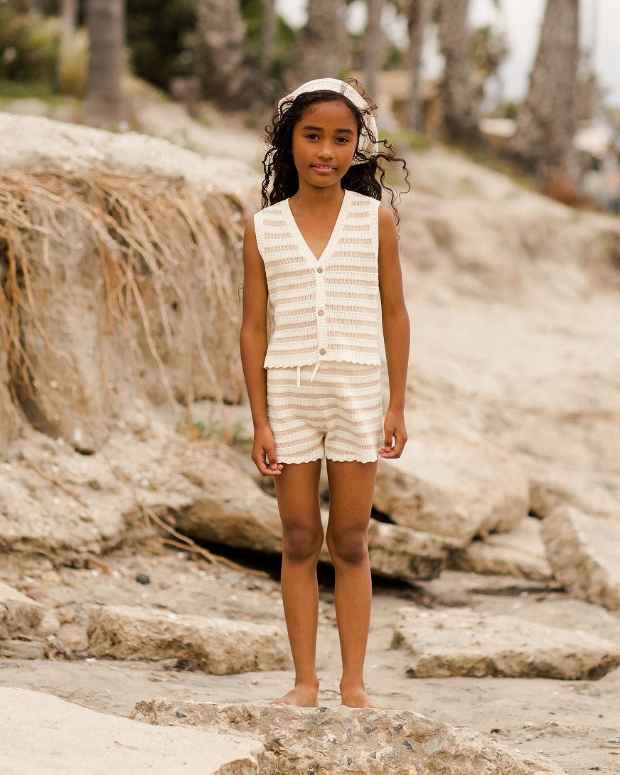 【Rylee&Cru】【30%OFF】KNIT SHORTS SAND STRIPE ショートパンツ 2-3y,4-5y  | Coucoubebe/ククベベ
