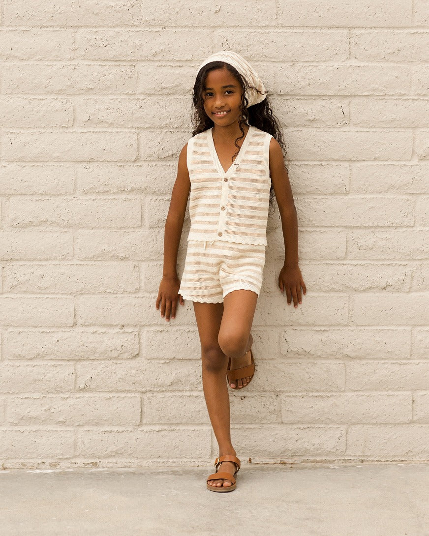 【Rylee&Cru】【30%OFF】KNIT SHORTS SAND STRIPE ショートパンツ 2-3y,4-5y  | Coucoubebe/ククベベ