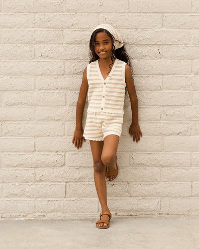 【Rylee&Cru】【30%OFF】KNIT SHORTS SAND STRIPE ショートパンツ 2-3y,4-5y（Sub Image-5） | Coucoubebe/ククベベ