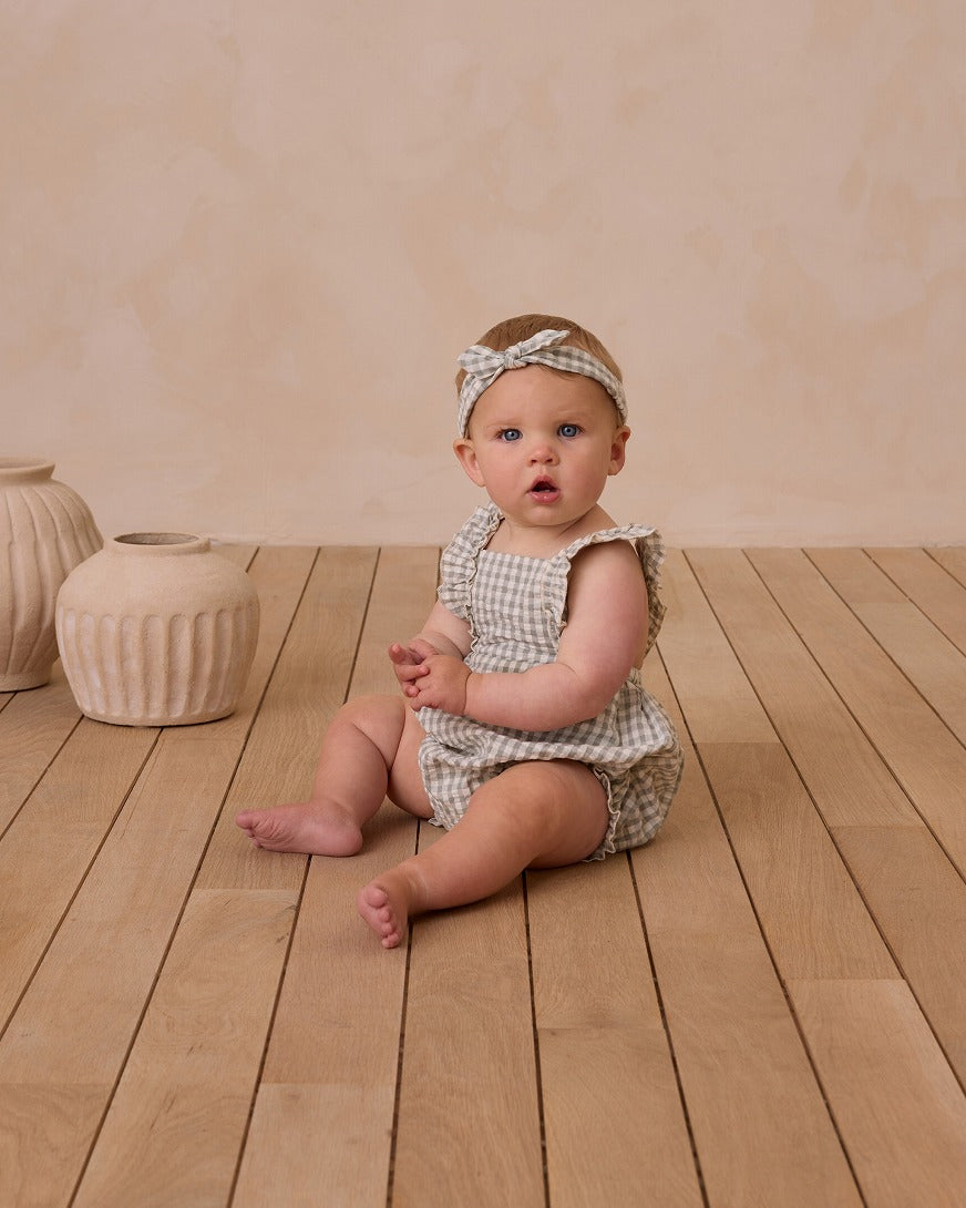 【Rylee&Cru】BABY BOW HEADBAND EUCALYPTUS GINGHAM ヘッドバンド  | Coucoubebe/ククベベ