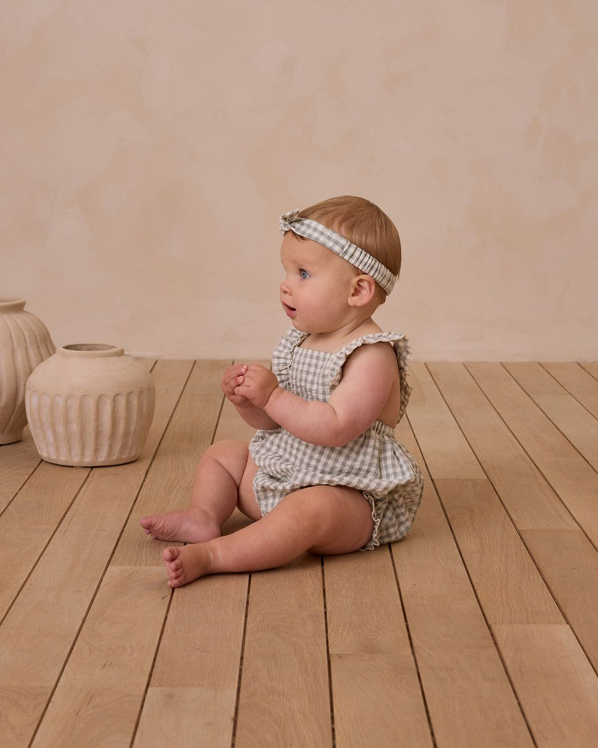 【Rylee&Cru】BABY BOW HEADBAND EUCALYPTUS GINGHAM ヘッドバンド  | Coucoubebe/ククベベ