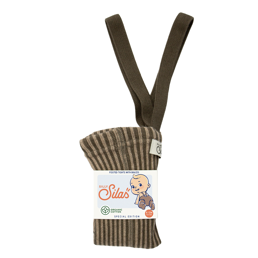 【SILLY Silas】【予約販売】Seaweed Brown×Peanut Striped タイツ 3-6m,6-12m,1-2y  | Coucoubebe/ククベベ