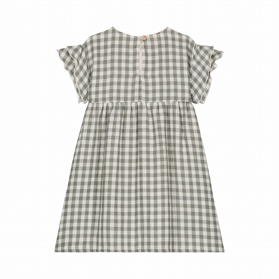 【STUDIO BOHEME】【予約】　DRESS COUSINE GINGHAM GREY GREEN ワンピース 18m,24m,36m  | Coucoubebe/ククベベ