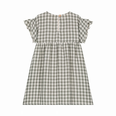 【STUDIO BOHEME】【予約】　DRESS COUSINE GINGHAM GREY GREEN ワンピース 18m,24m,36m（Sub Image-2） | Coucoubebe/ククベベ